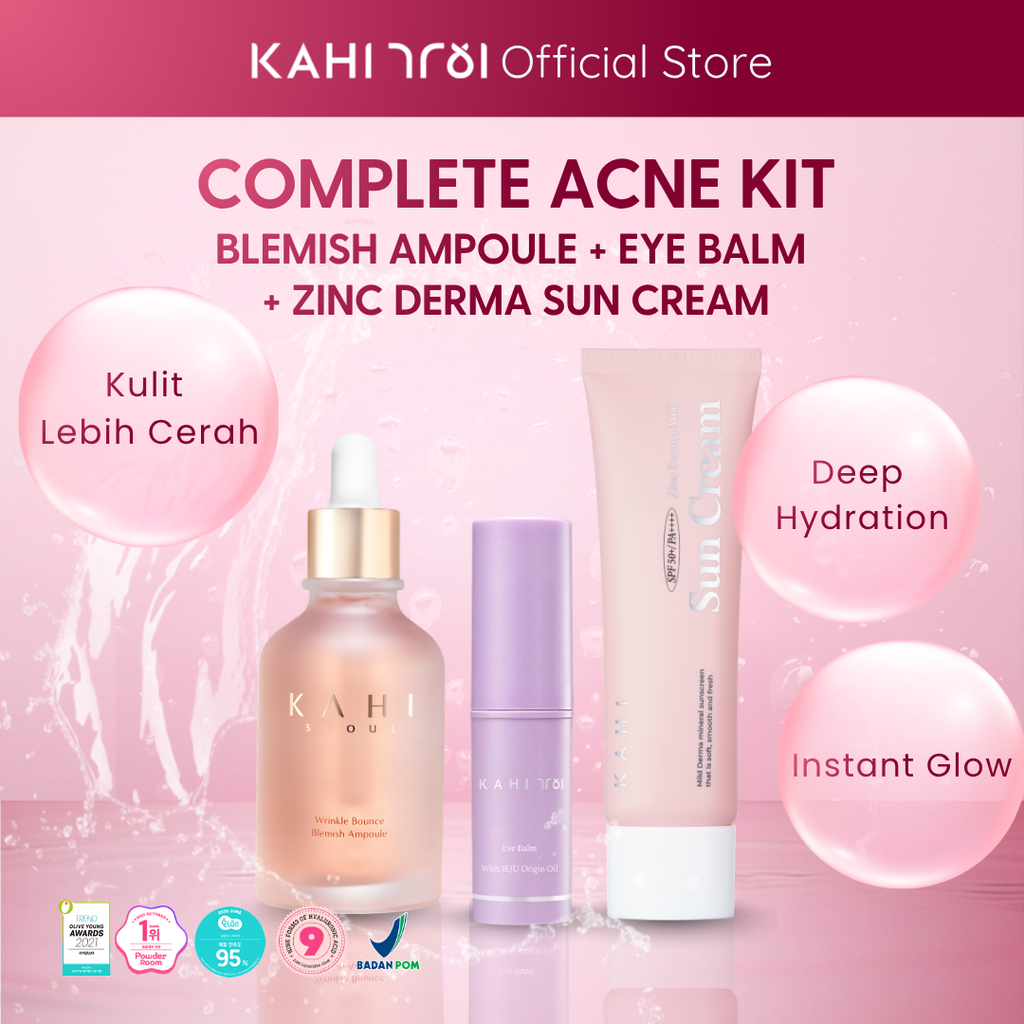 [Official] Kahi Complete Acne Kit - Blemish Ampoule 30ml, Eye Balm, Zinc Derma