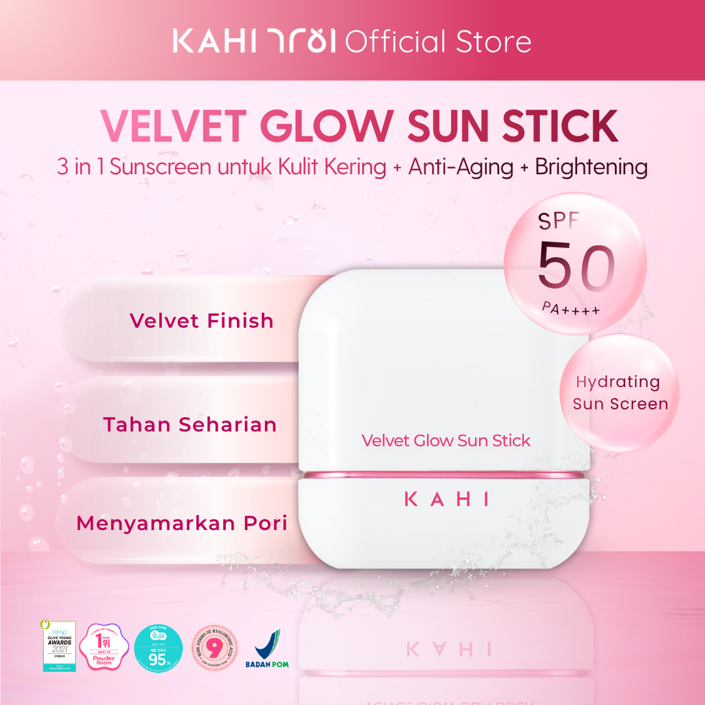 [Official] KAHI Velvet Glow Sunstick SPF50+ PA++++ — Lightweight & Hydrating Sun Protection — 13,5g