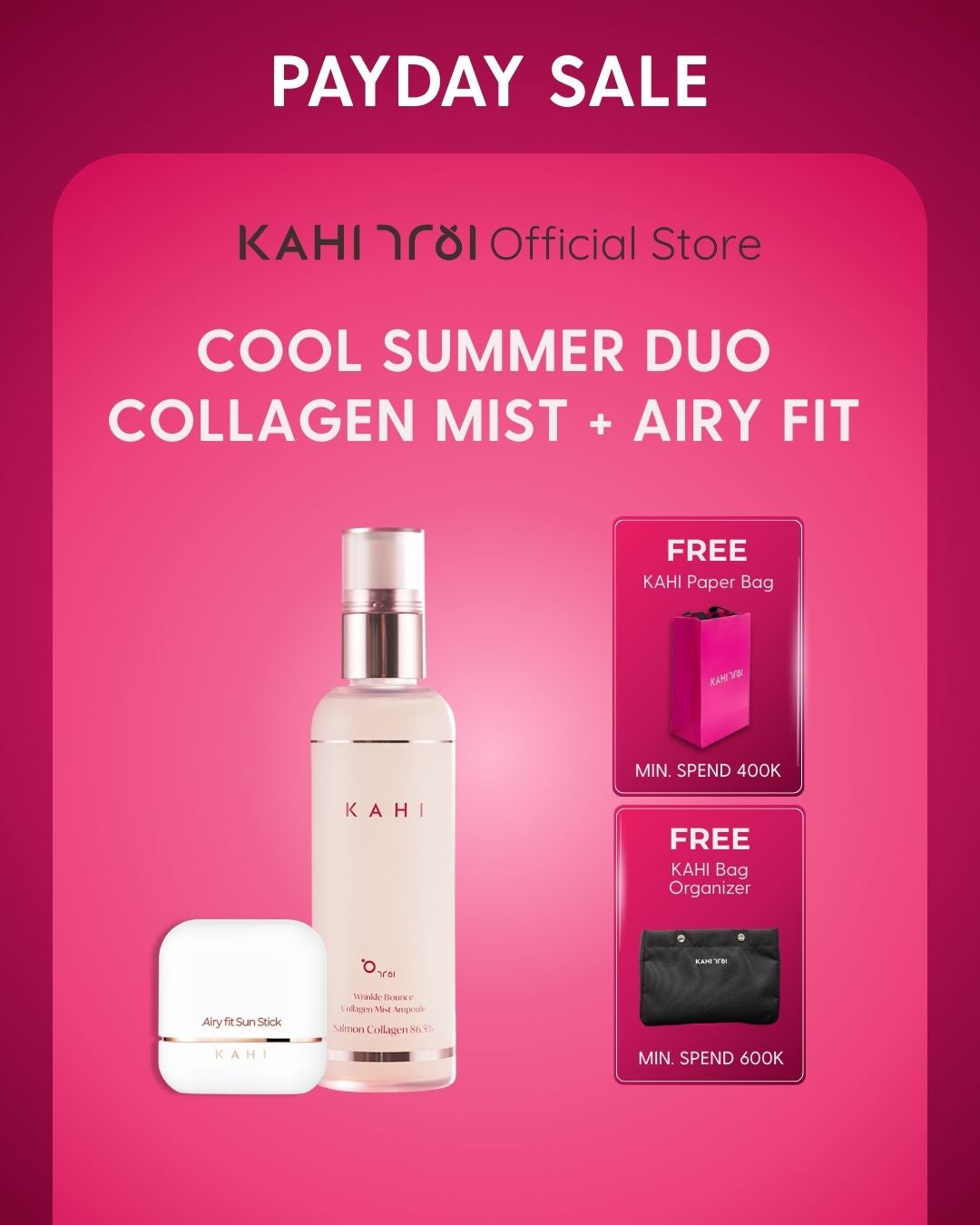 [Official] KAHI Cool Summer Duo — Collagen Mist + Airy Fit Sunstick