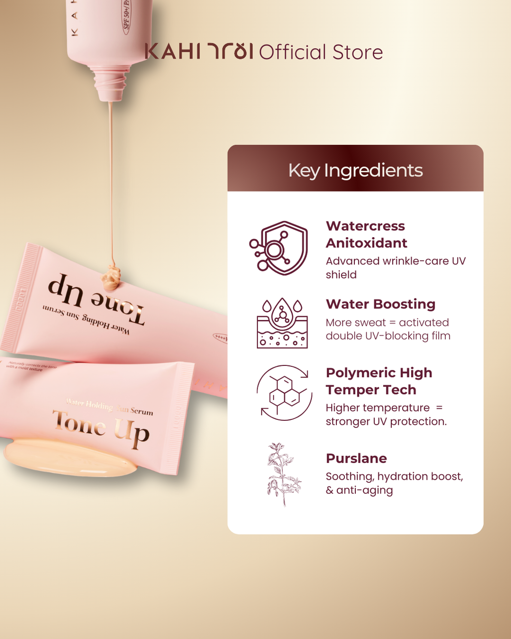 [Official] KAHI Water Holding Tone Up Sun Serum SPF 50+ PA++++ 50ml