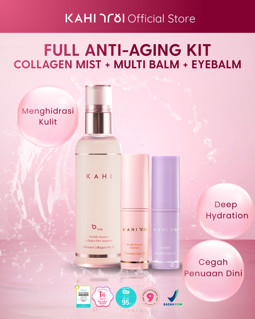 [Official] KAHI Full Anti-Aging Set Multi Balm + Collagen Mist + Eye Balm