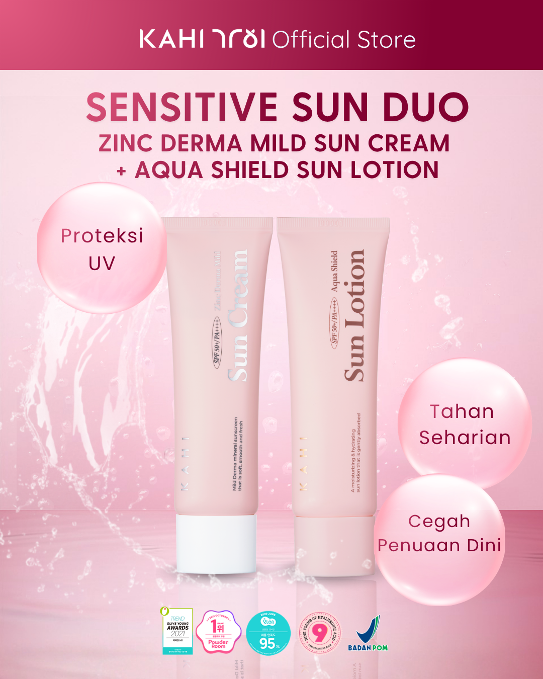 [Official] KAHI Sensitive Sun Duo Zinc Derma Mild Sun Cream + Aqua Shield Sun Lotion
