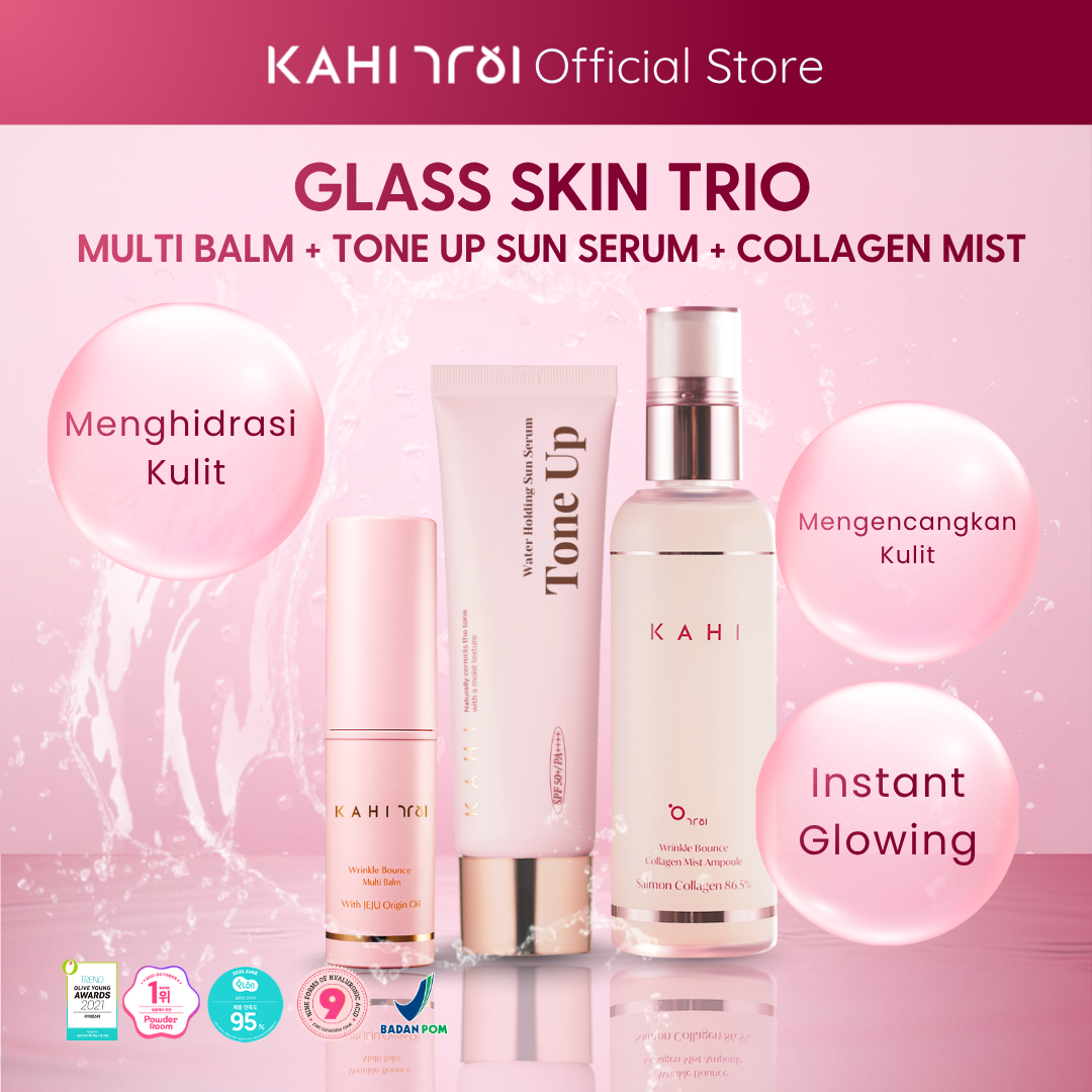 [Official] KAHI Glass Skin Trio ( Multi Balm + Collagen Mist + Tone Up Serum)