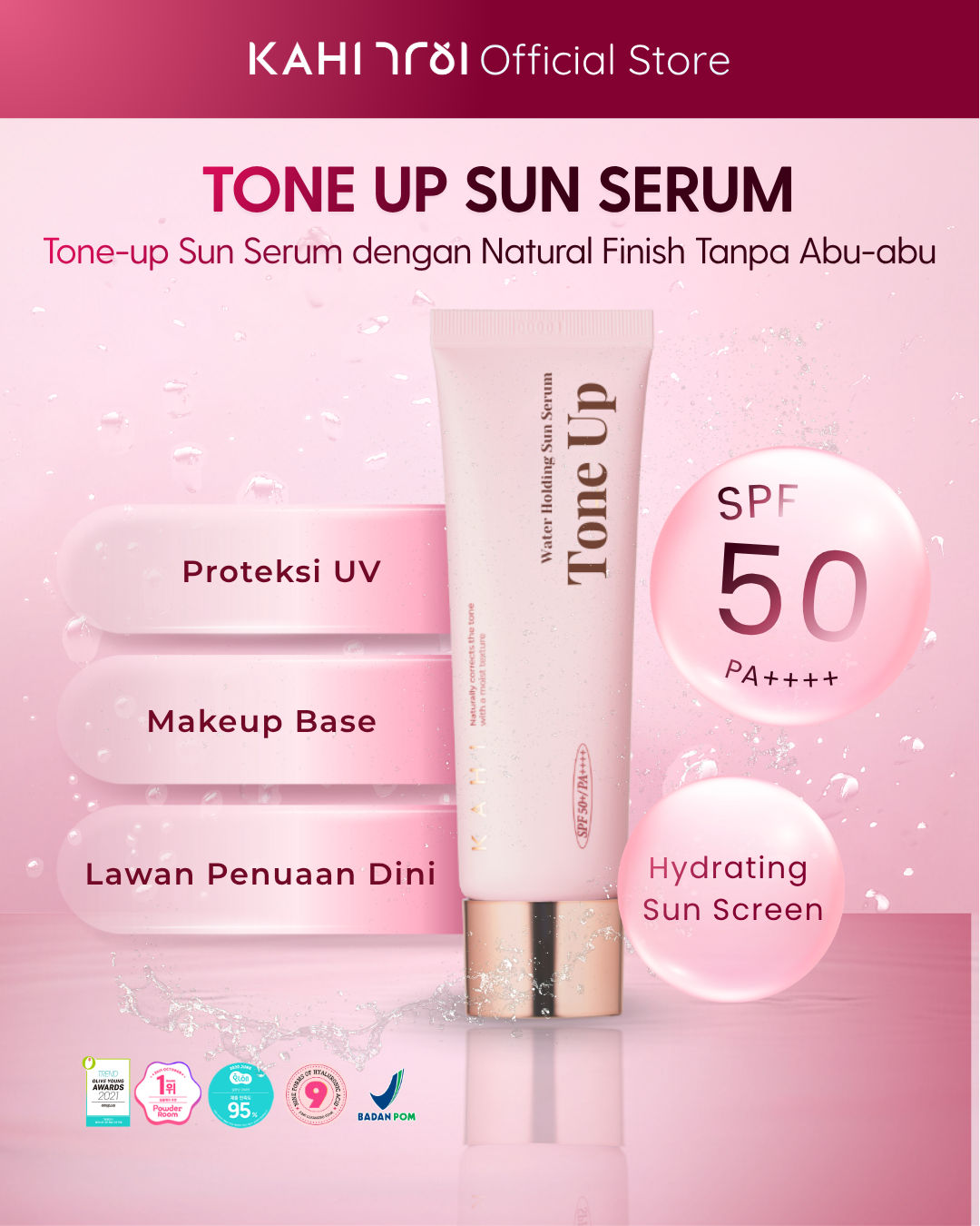 [Official] KAHI Water Holding Tone Up Sun Serum SPF 50+ PA++++ 50ml