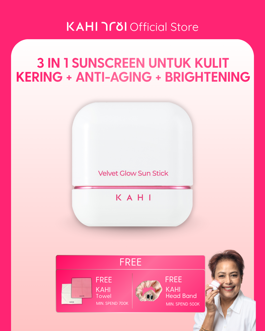 [Official] KAHI Velvet Glow Sunstick SPF50+ PA++++ — Lightweight & Hydrating Sun Protection — 13,5g