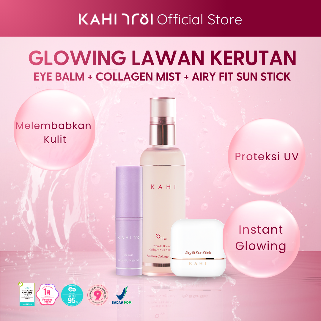 [Official]  KAHI Glowing Lawan Kerutan Kit — Korean Moisturizer, Mist & Sunscreen for Anti Aging