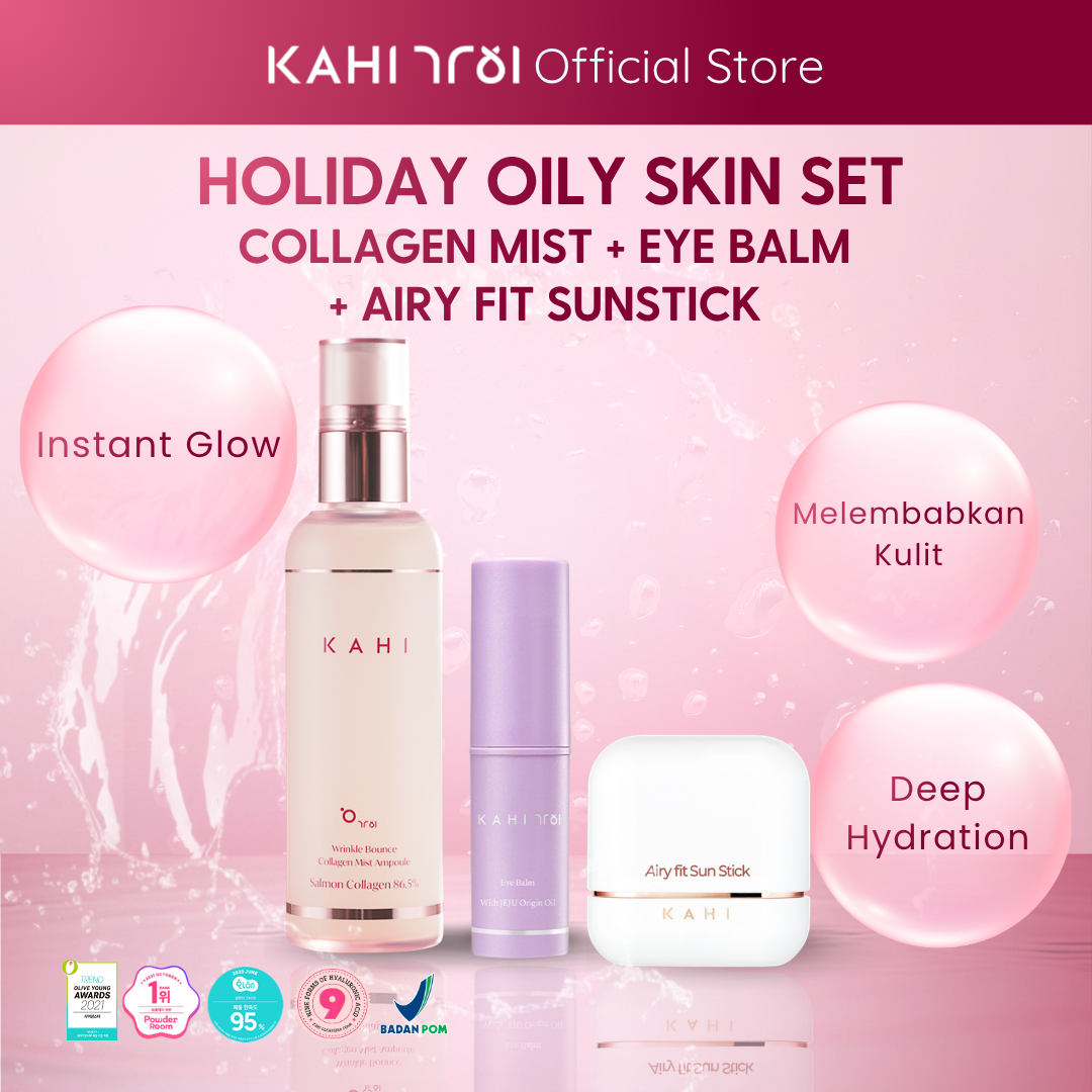 [Official]  KAHI Glowing Lawan Kerutan Kit — Korean Moisturizer, Mist & Sunscreen for Anti Aging
