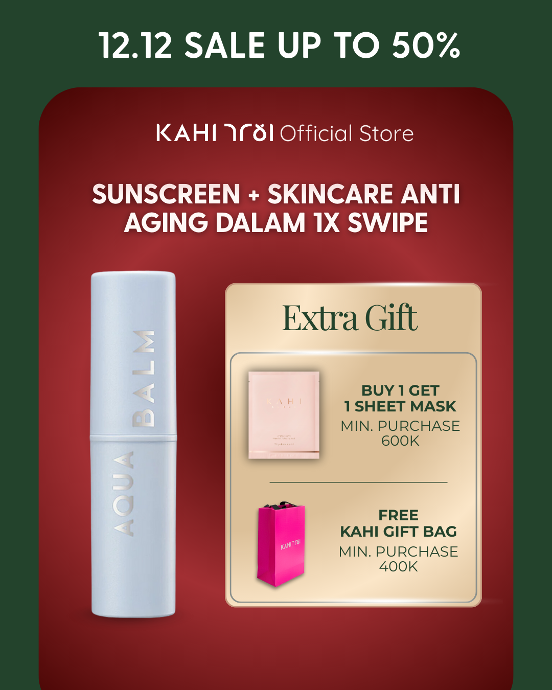 KAHI UV Aqua Balm SPF50+ PA++++ — Best Anti-Aging, Sun Protection, and Hydration 9g