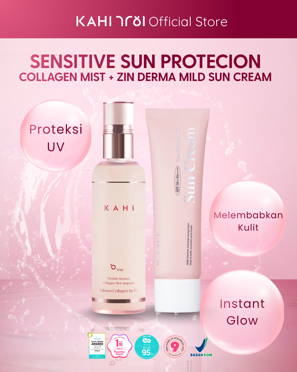 [Official] KAHI Sensitive Sun Protection Collagen Mist & Zinc Derma Mild Sun Cream