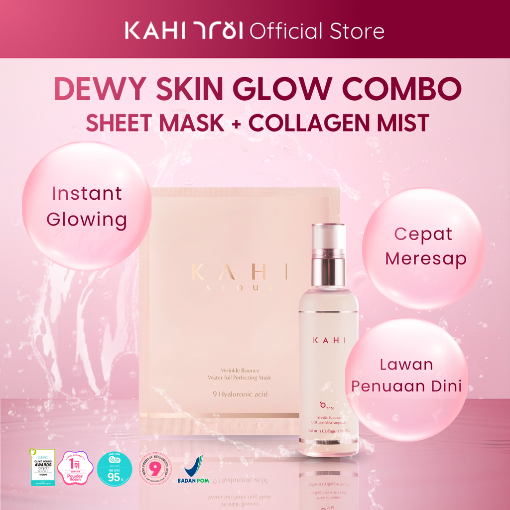 [Official] KAHI Dewy Skin Glow Combo — Wrinkle Bounce Collagen Mist + Waterfull Perfecting Mask