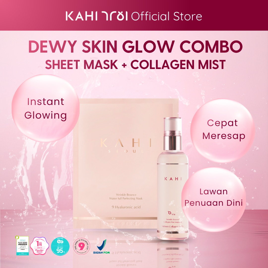 [Official] KAHI Dewy Skin Glow Combo — Wrinkle Bounce Collagen Mist + Waterfull Perfecting Mask