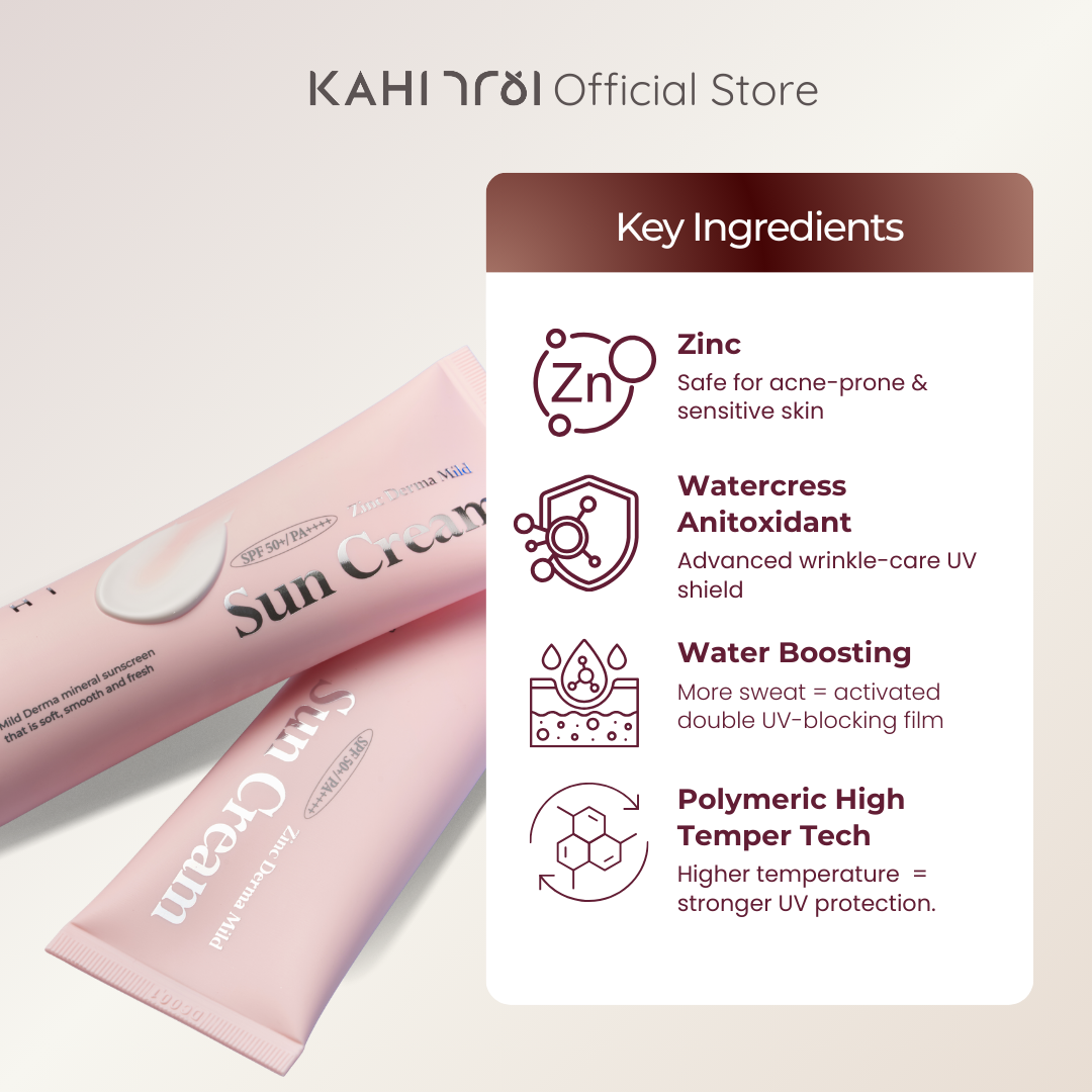[Official] KAHI Acne & Oily Skin Protection (KAHI Airy Fit Sunstick SPF50+ & Zinc Derma Mild Sun Cream