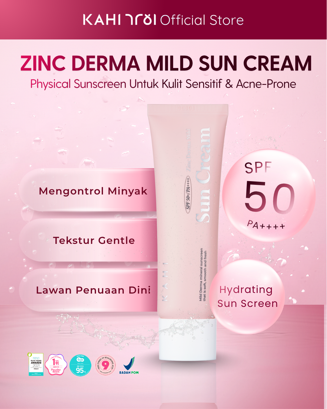 [Official] KAHI Zinc Derma Mild Sun Cream SPF 50+++ 50ml