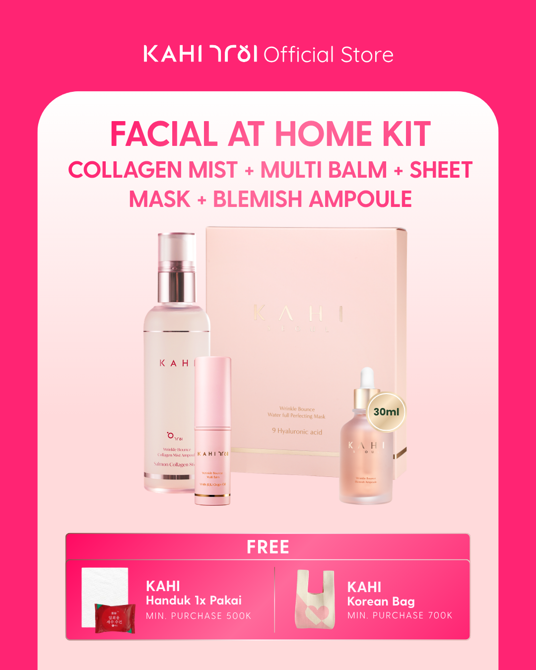 KAHI Korean Botox Kit — Collagen Mist, Multi Balm, Sheet Mask, Blemish Ampoule