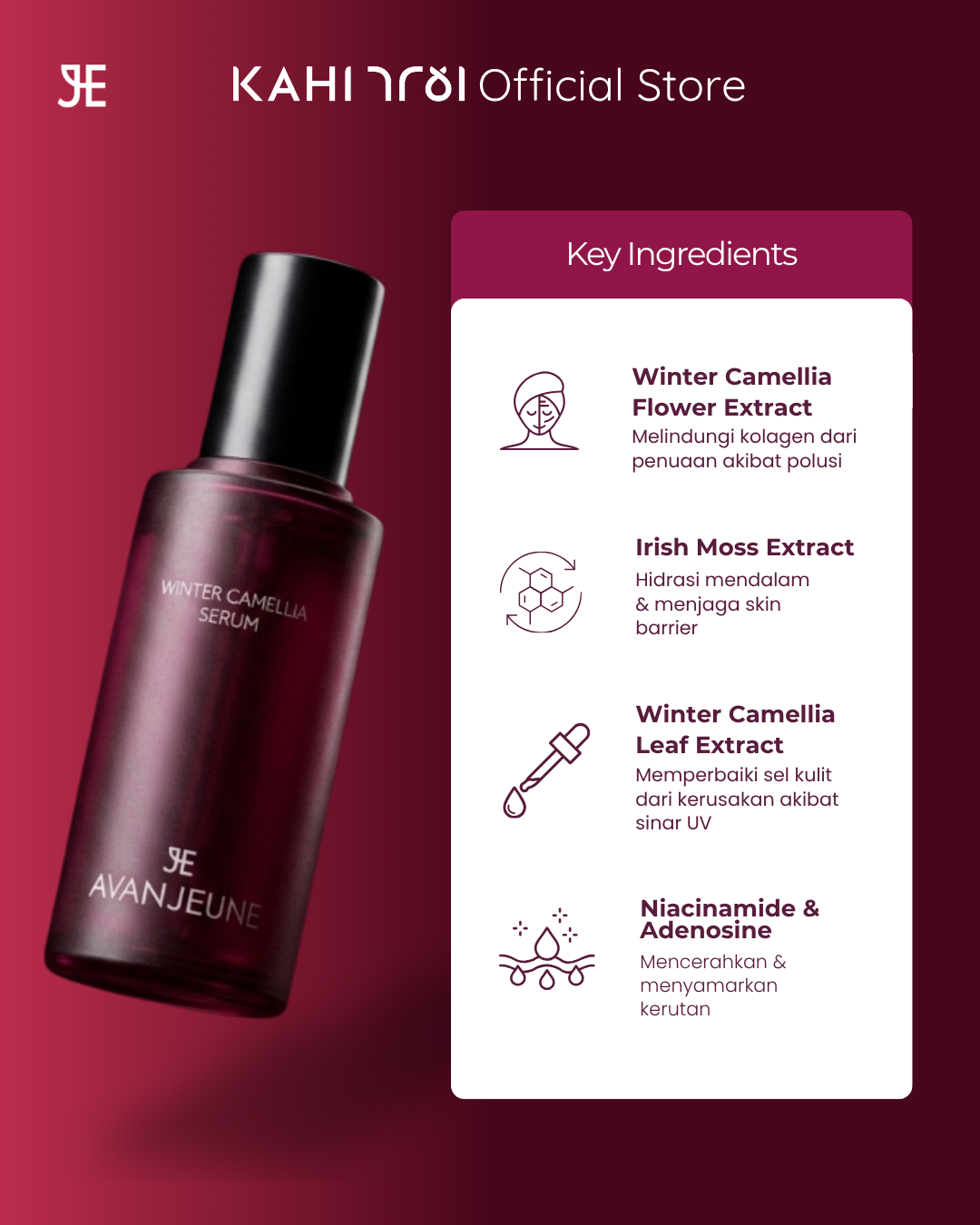 [Official] AVANJEUNE Winter Camellia Serum 50ml - Anti Aging Serum Kerutan by KAHI