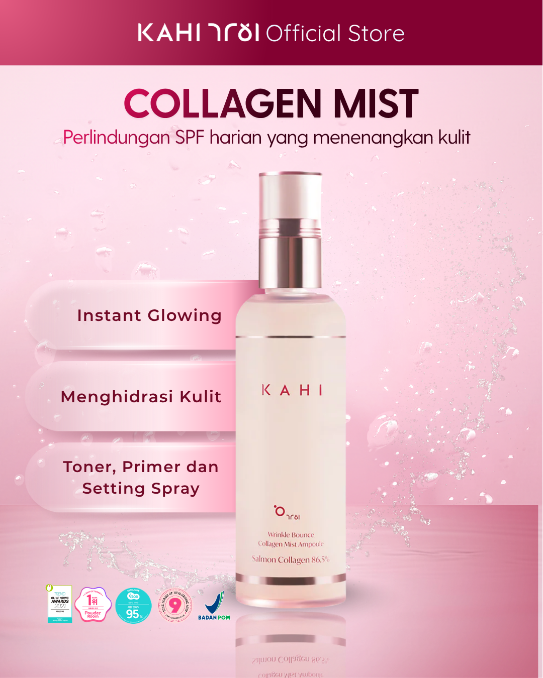KAHI Wrinkle Bounce Collagen Mist Ampoule — Hydrating Anti-Aging & Glow Booster — 120ml