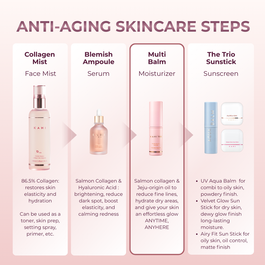 [Official] KAHI Glass Skin Trio ( Multi Balm + Collagen Mist + Tone Up Serum)