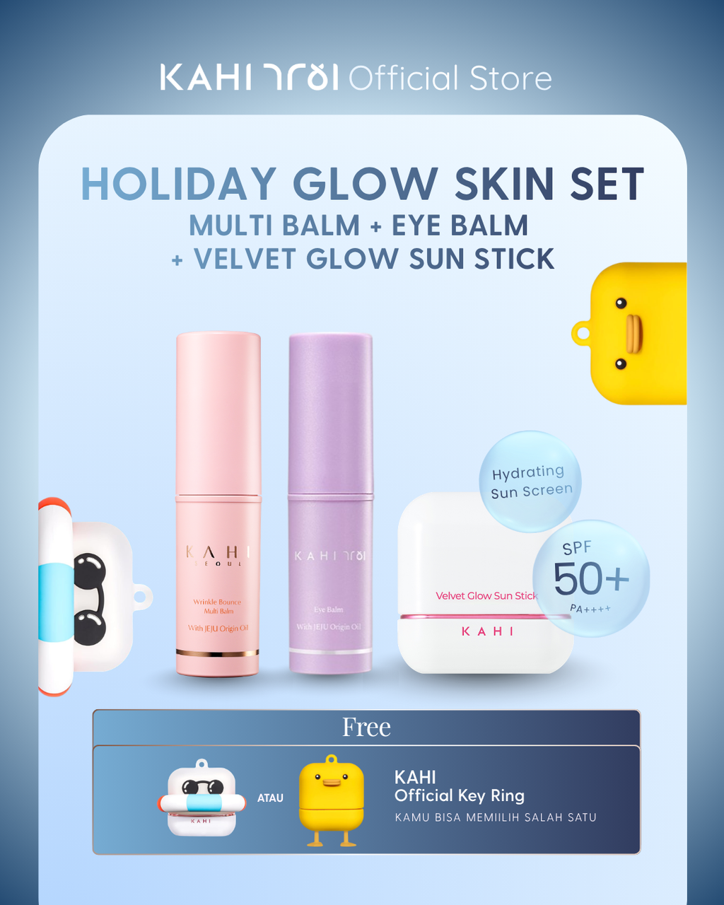 [Official] KAHI HOLIDAY GLOW SKIN SET Multi Balm + Eye Balm + Velvet Glow + FREE Key Ring