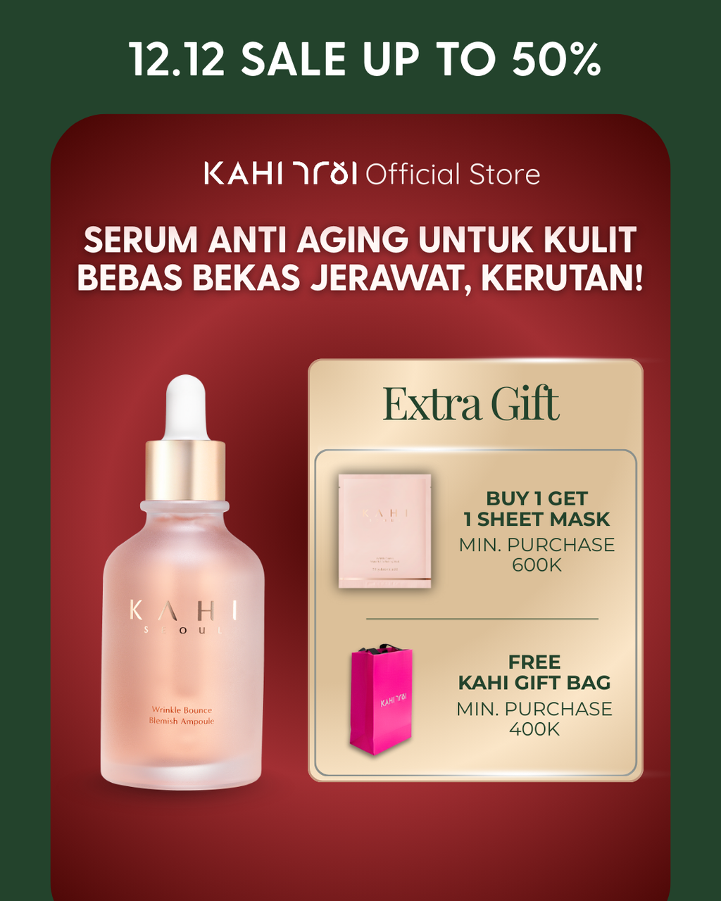 KAHI Wrinkle Bounce Blemish Ampoule — Skincare Korea Bebas Kerutan & Bekas Jerawat