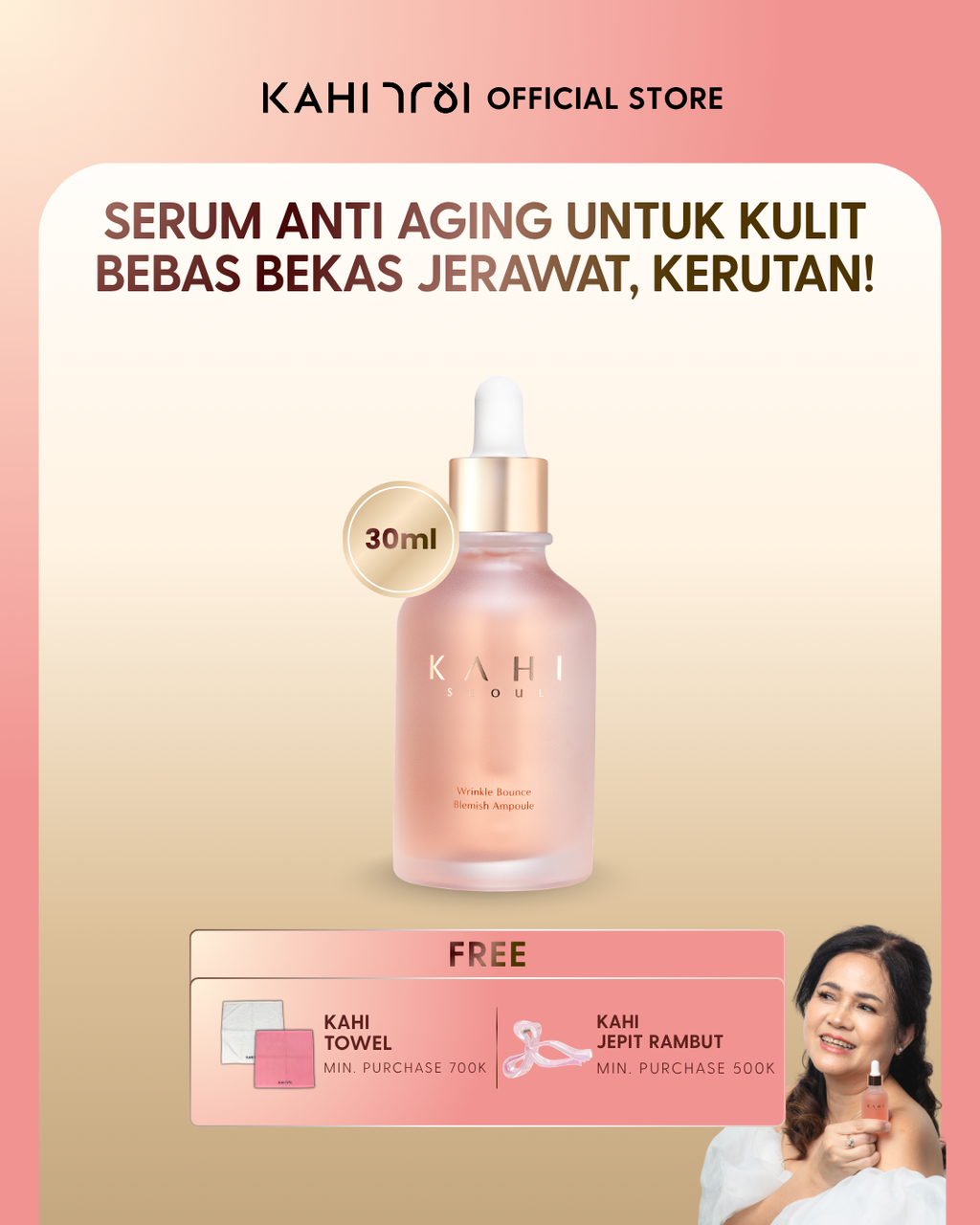 KAHI Wrinkle Bounce Blemish Ampoule 30ml — Skincare Korea Bebas Kerutan & Bekas Jerawat