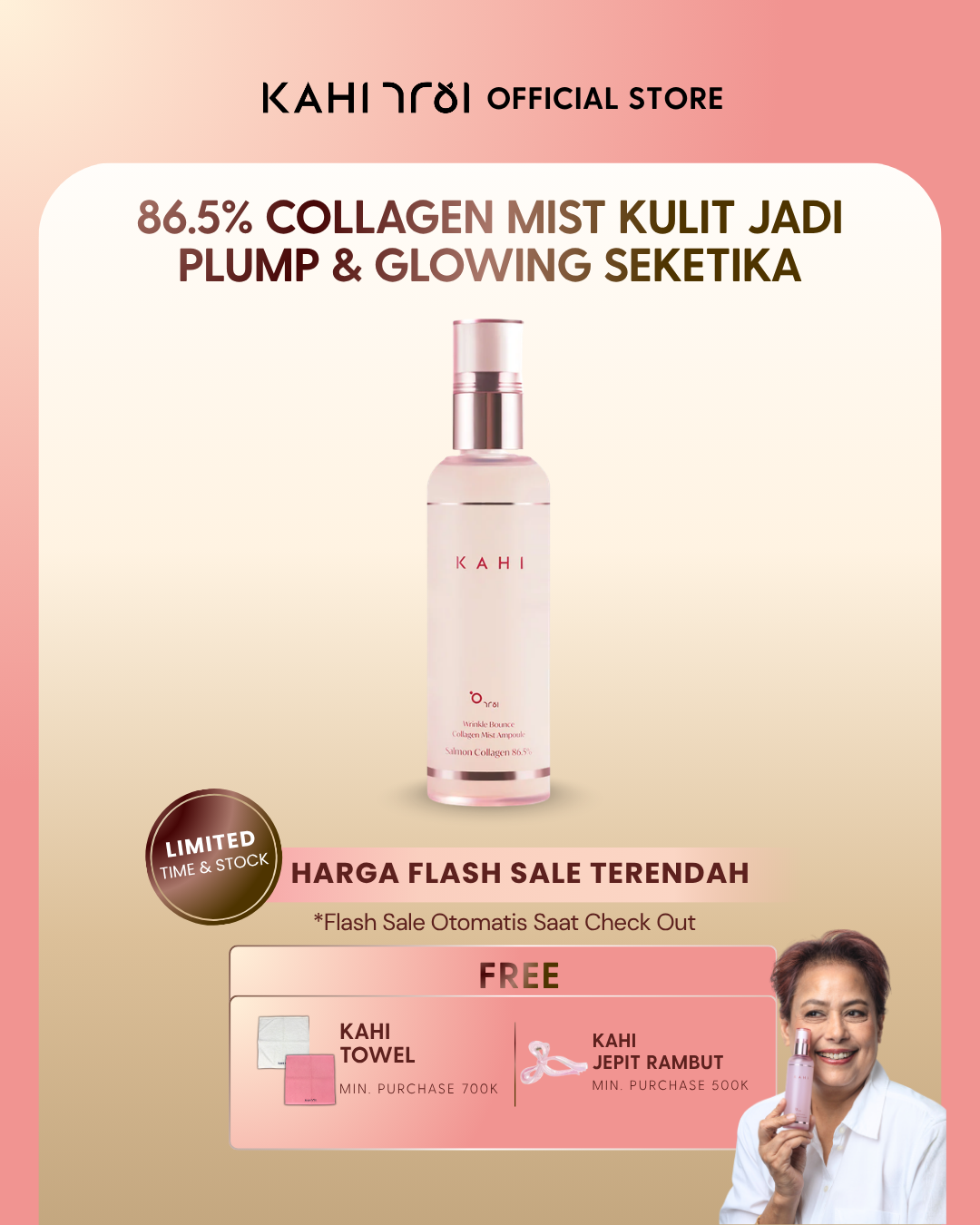 KAHI Wrinkle Bounce Collagen Mist Ampoule — Hydrating Anti-Aging & Glow Booster — 120ml