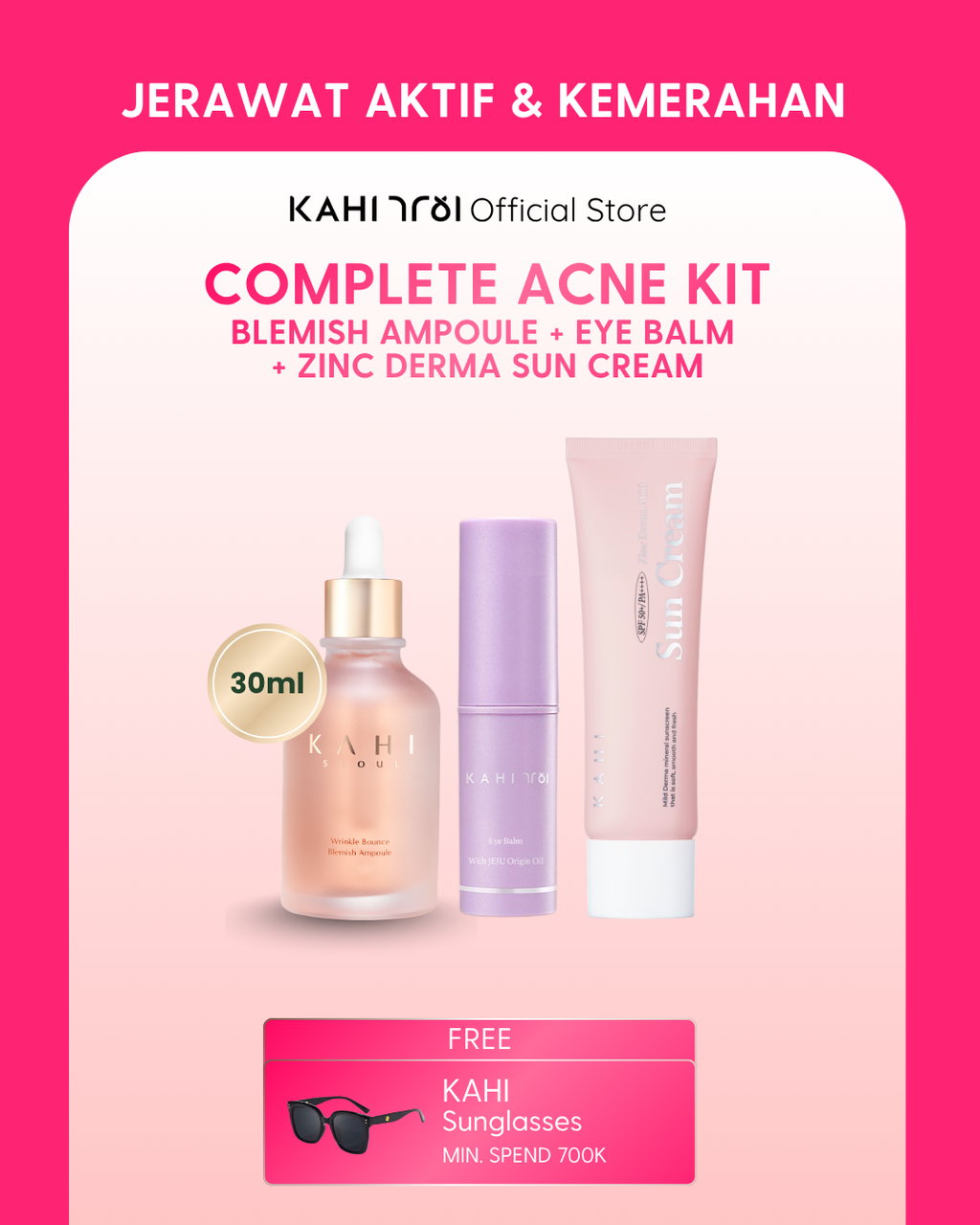 [Official] Kahi Complete Acne Kit - Blemish Ampoule 30ml, Eye Balm, Zinc Derma