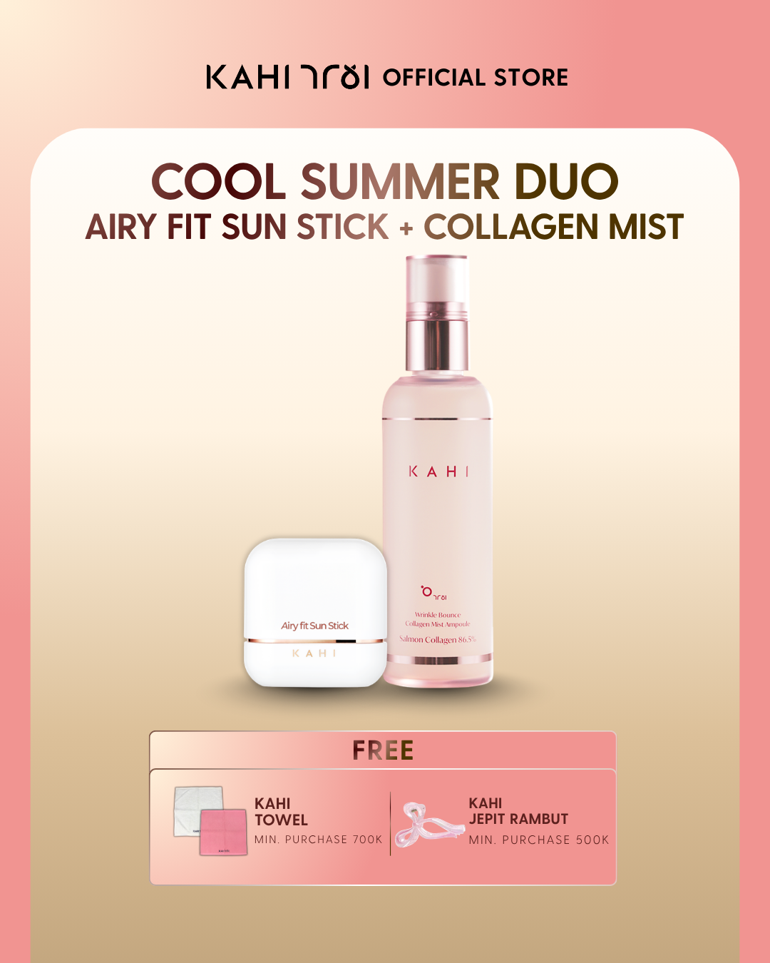 [Official] KAHI Cool Summer Duo — Collagen Mist + Airy Fit Sunstick