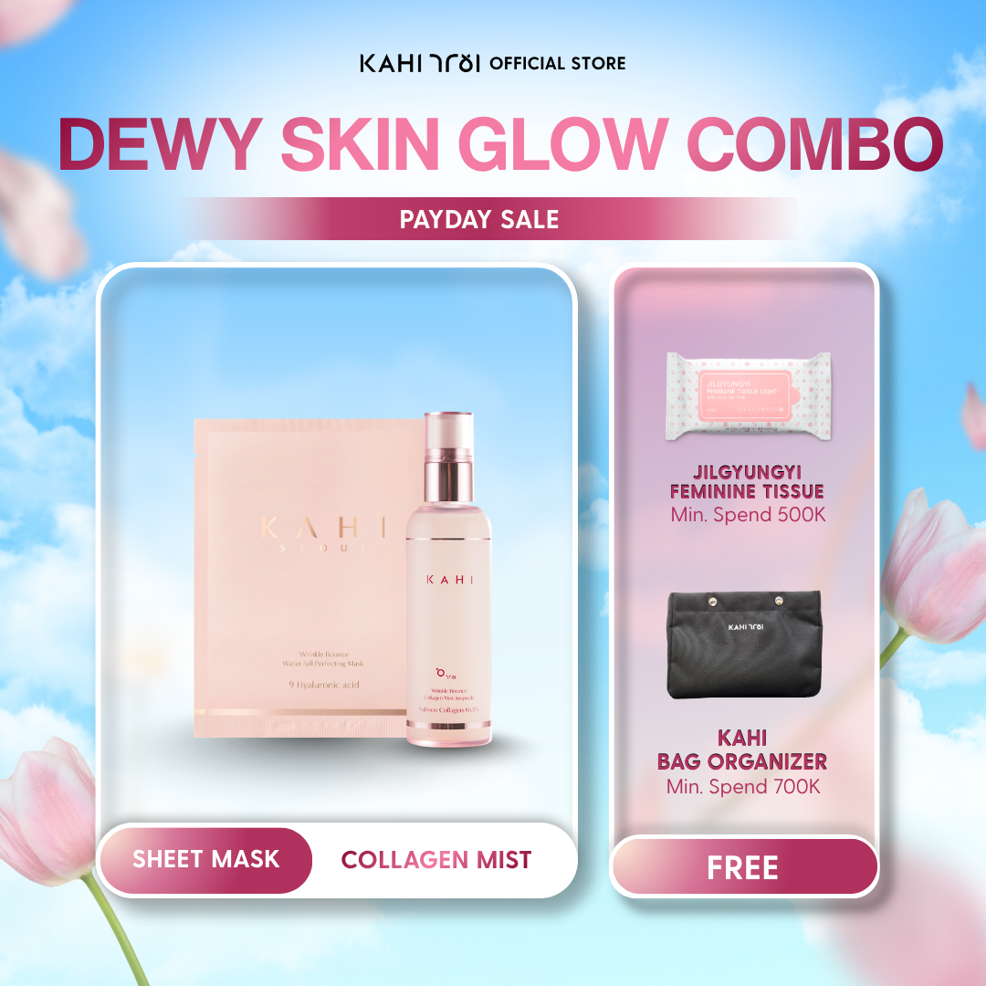 [Official] KAHI Dewy Skin Glow Combo — Wrinkle Bounce Collagen Mist + Waterfull Perfecting Mask
