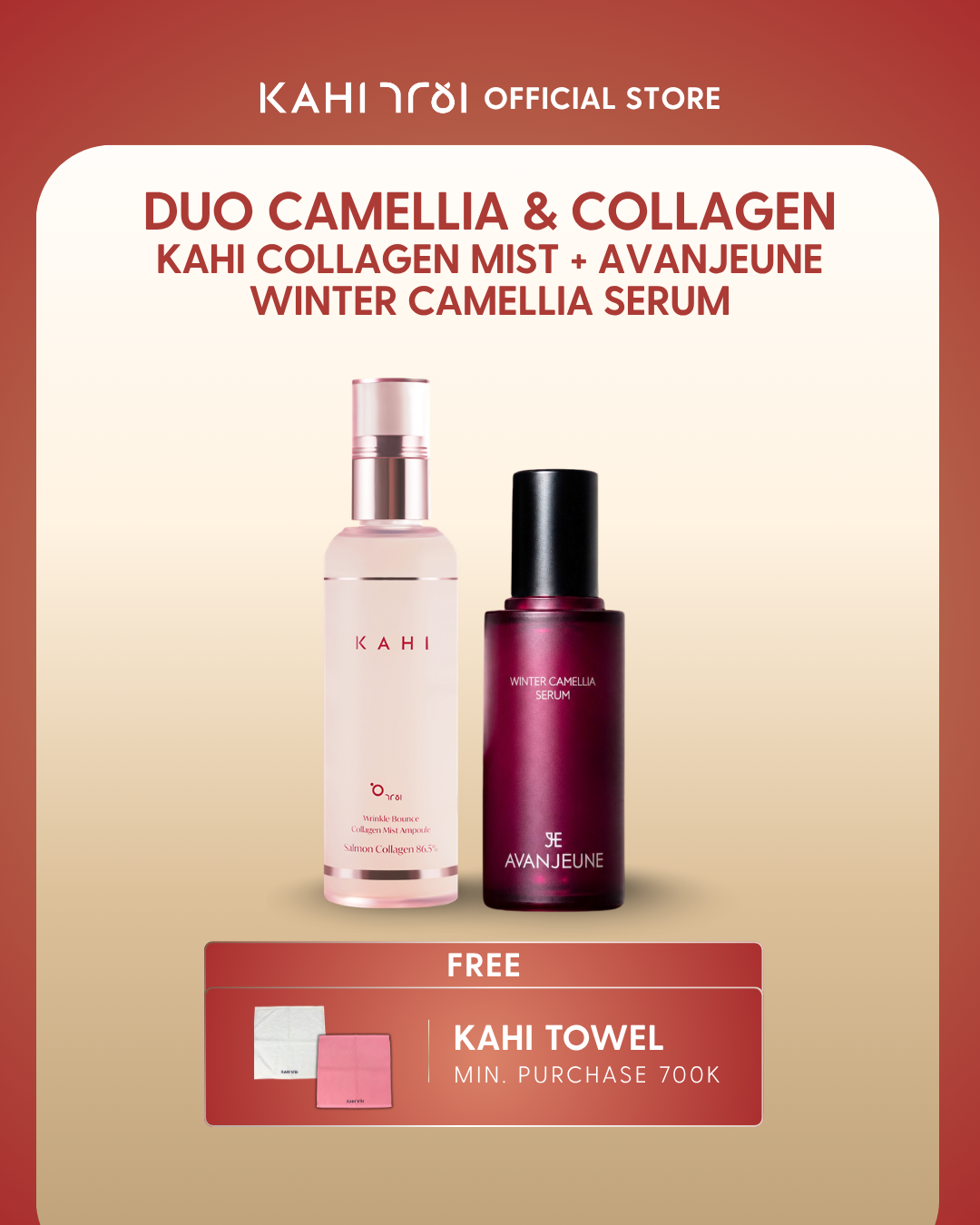 [Official] AVANJEUNE x KAHI Duo Camellia & Collagen- AVANJEUNE Winter Camelia Serum 50ml + KAHI Collagen Mist - Korean Skincare Bundle