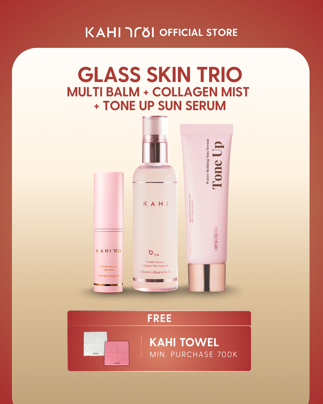 [Official] KAHI Glass Skin Trio ( Multi Balm + Collagen Mist + Tone Up Serum)