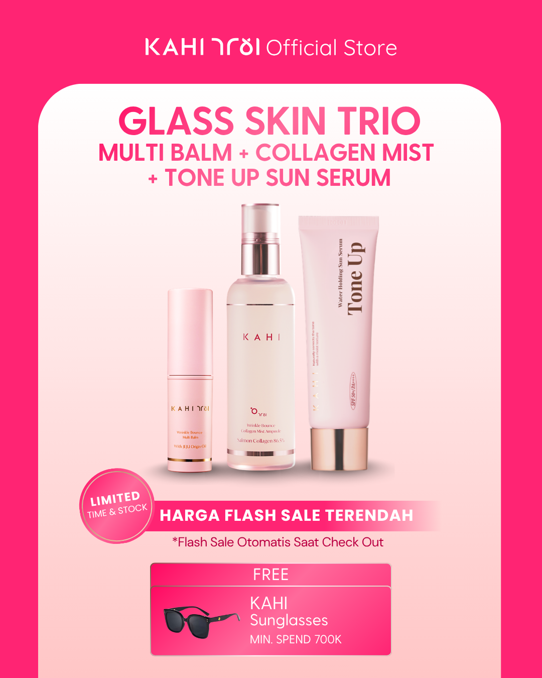 [Official] KAHI Glass Skin Trio ( Multi Balm + Collagen Mist + Tone Up Serum)