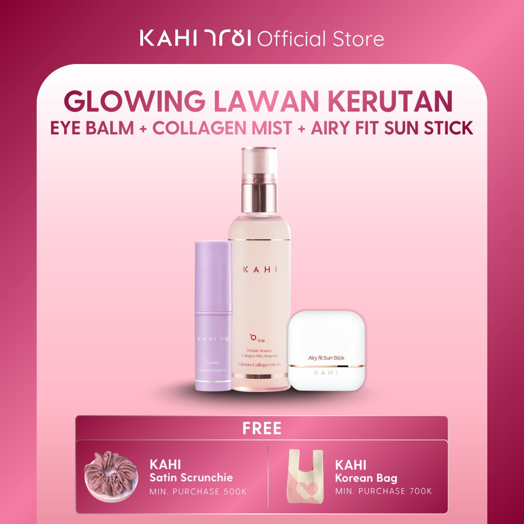 [Official]  KAHI Glowing Lawan Kerutan Kit — Korean Moisturizer, Mist & Sunscreen for Anti Aging