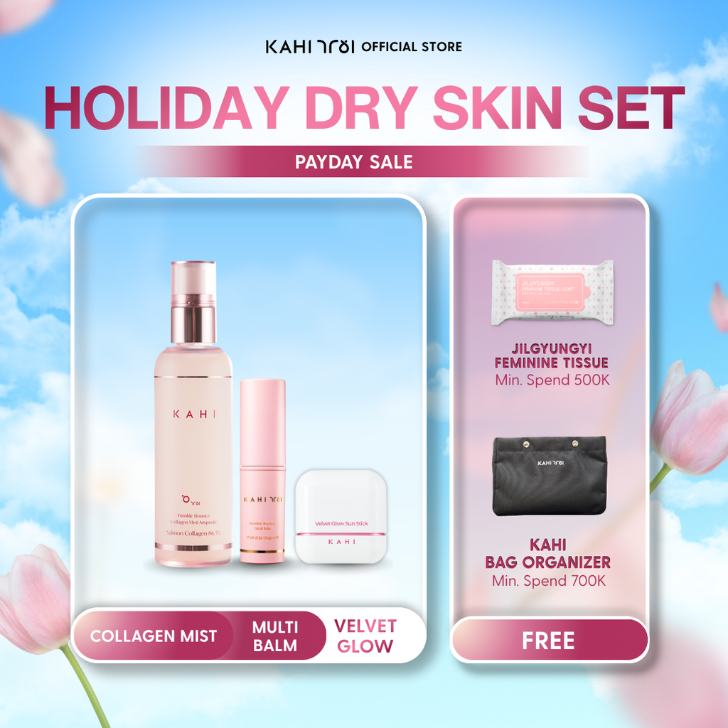 [Official] KAHI HOLIDAY DRY SKIN SET Collagen Mist + Multi Balm + Velvet Glow + FREE Key Ring