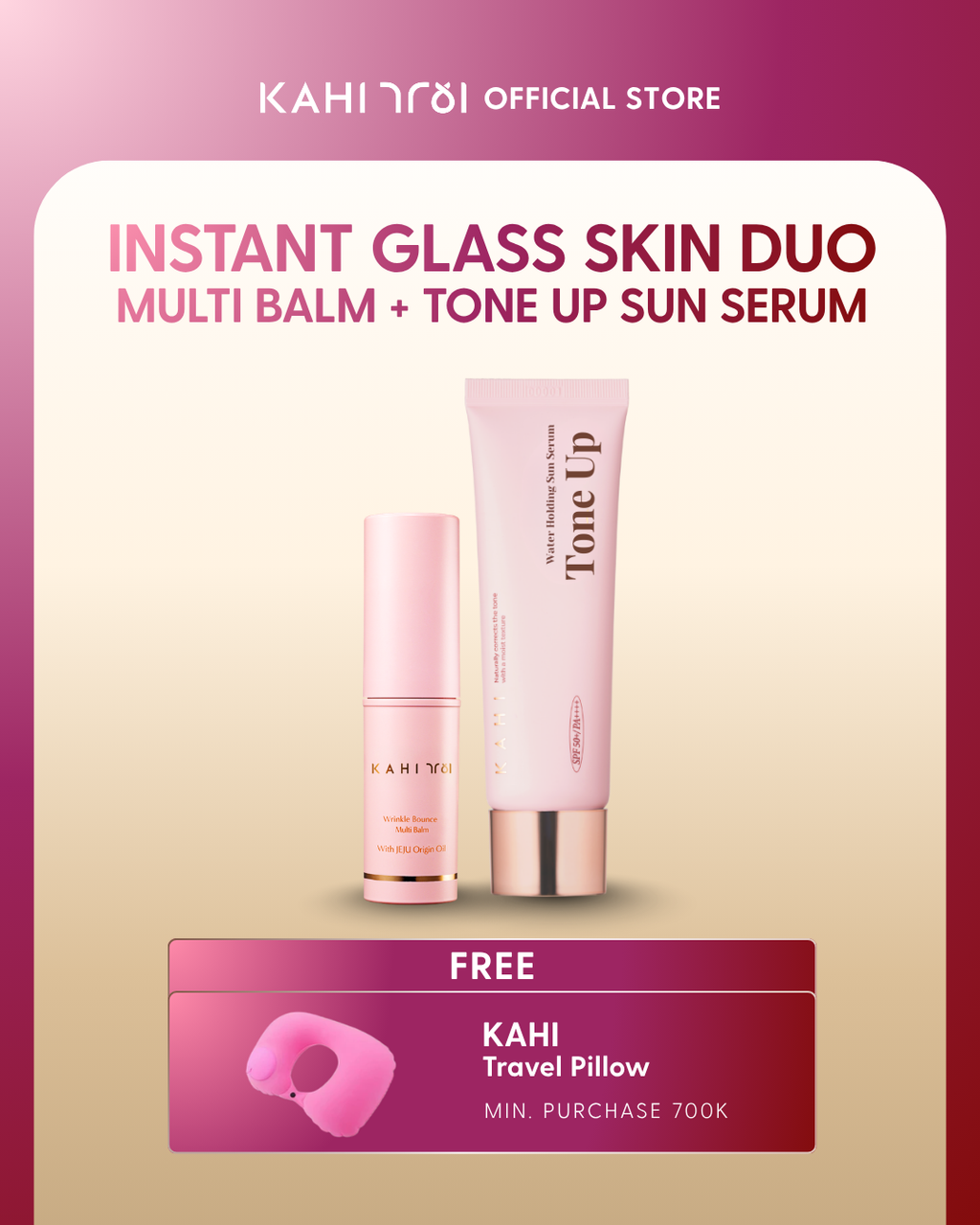 [Official] KAHI Instant Glass Skin Duo Kahi Wrinkle Bounce Multi Balm + Water Holding Tone Up Sun