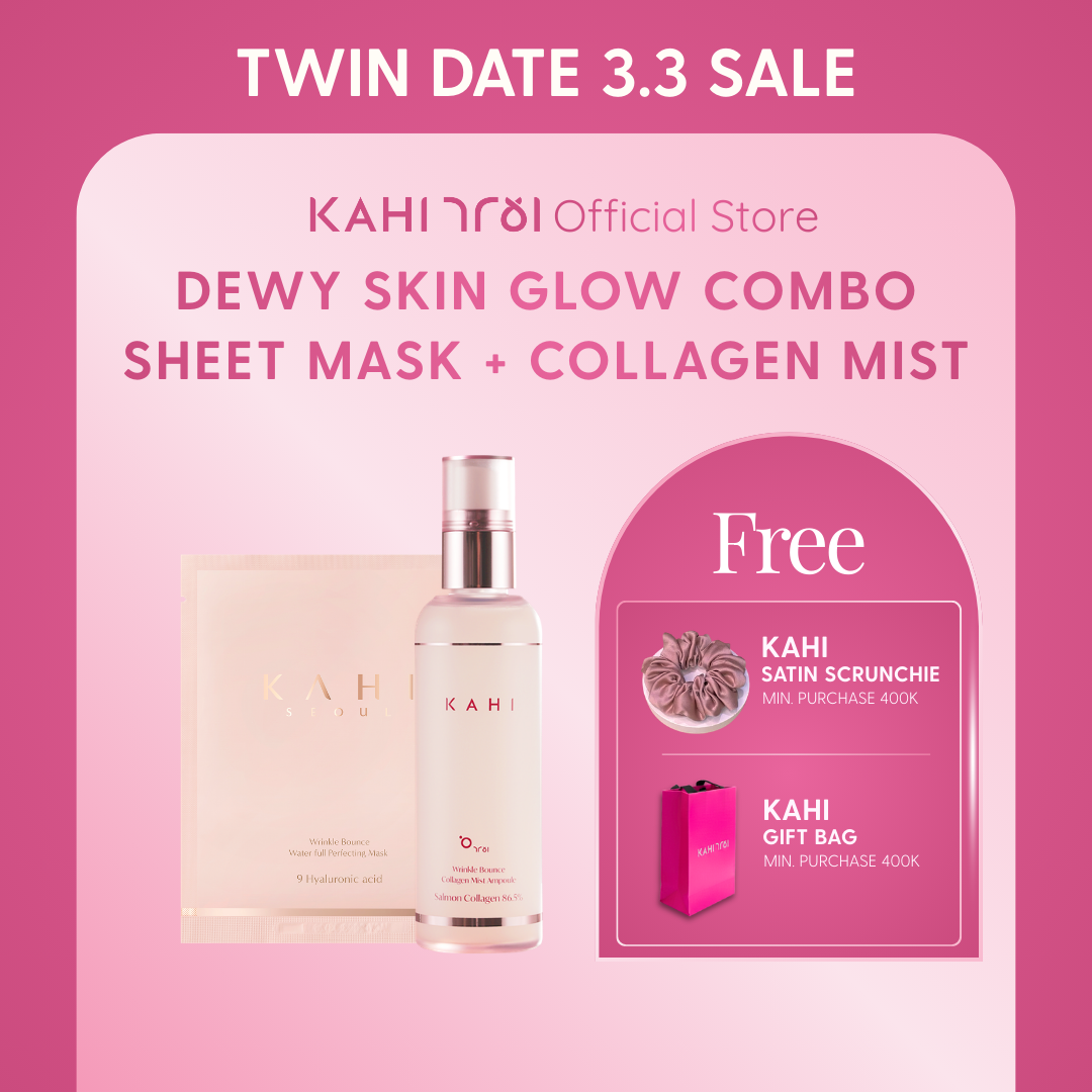 [Official] KAHI Dewy Skin Glow Combo — Wrinkle Bounce Collagen Mist + Waterfull Perfecting Mask