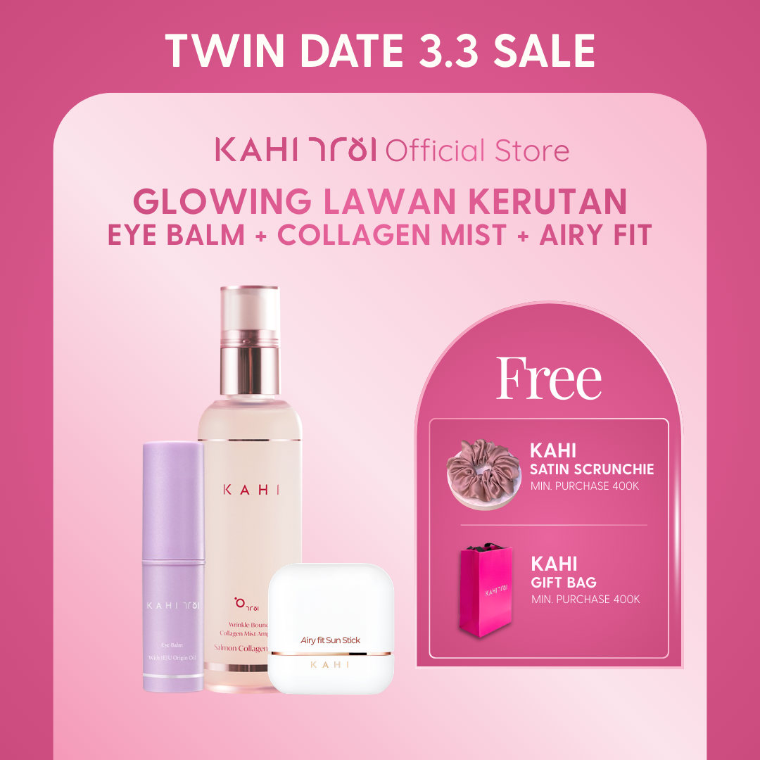 [Official]  KAHI Glowing Lawan Kerutan Kit — Korean Moisturizer, Mist & Sunscreen for Anti Aging
