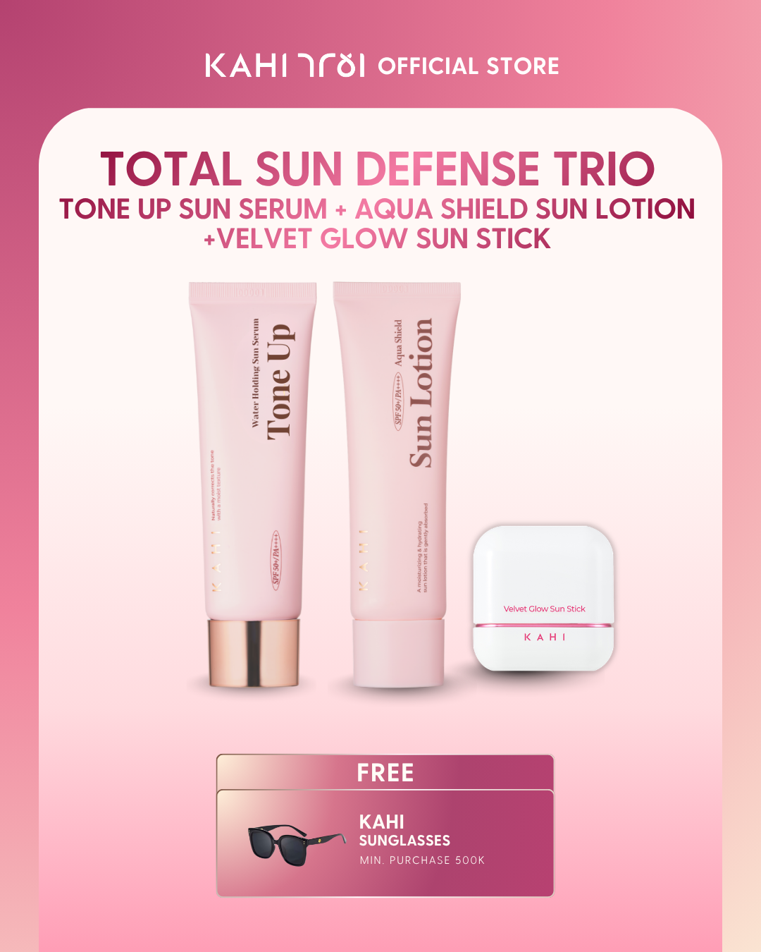 [Official] KAHI Total Sun Defense Trio Tone Up Sun Serum + Aqua Shield Sun Lotion + Velvet Glow