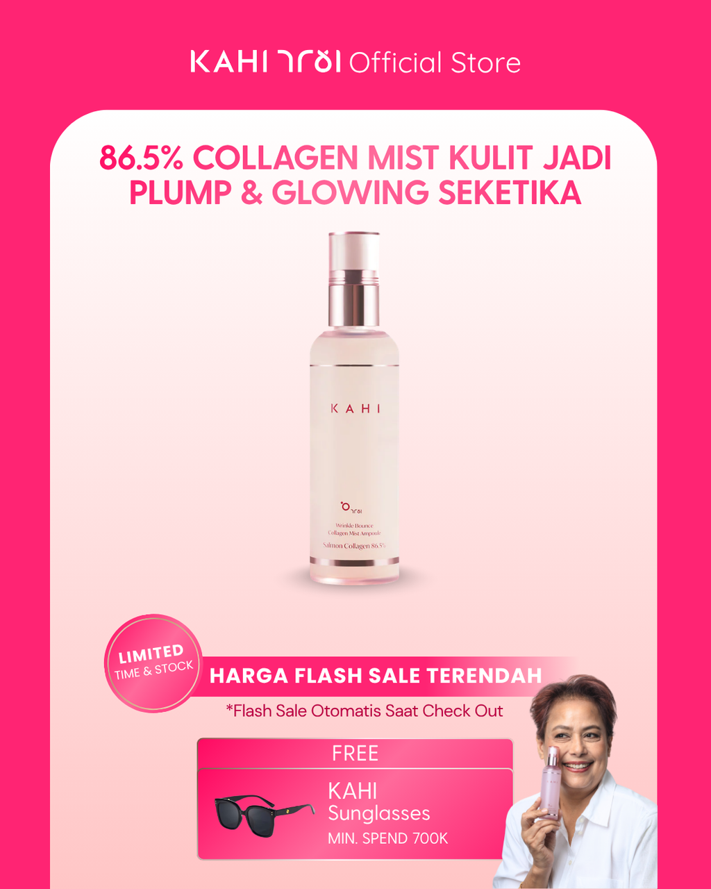 KAHI Wrinkle Bounce Collagen Mist Ampoule — Hydrating Anti-Aging & Glow Booster — 120ml