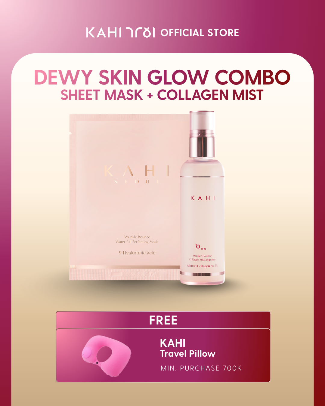 [Official] KAHI Dewy Skin Glow Combo — Wrinkle Bounce Collagen Mist + Waterfull Perfecting Mask