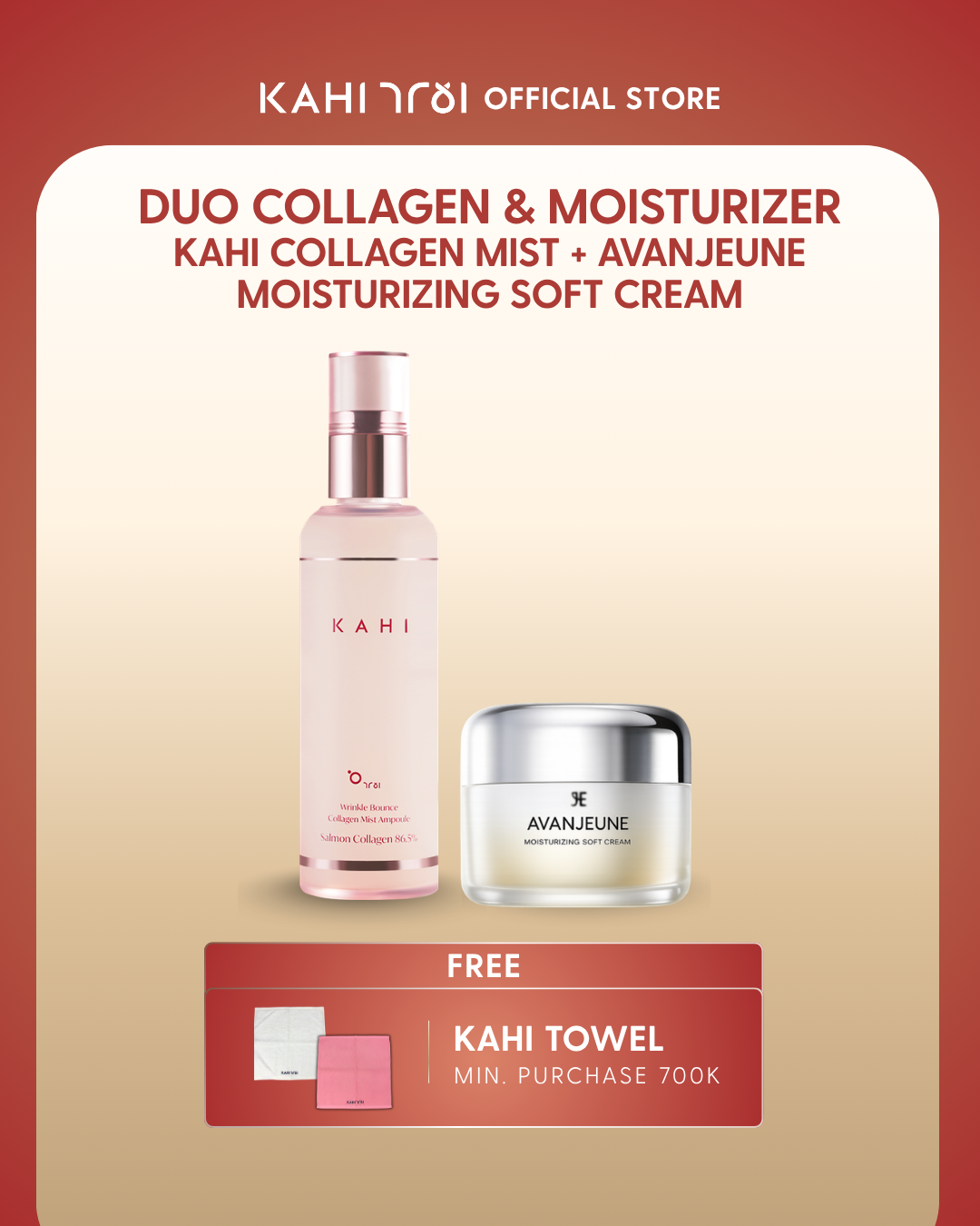 [Official] AVANJEUNE x KAHI Duo Collagen & Moisturizer - AVANJEUNE Moisturizing Soft Cream 50ml + KAHI Collagen Mist - Korean Skincare Bundle
