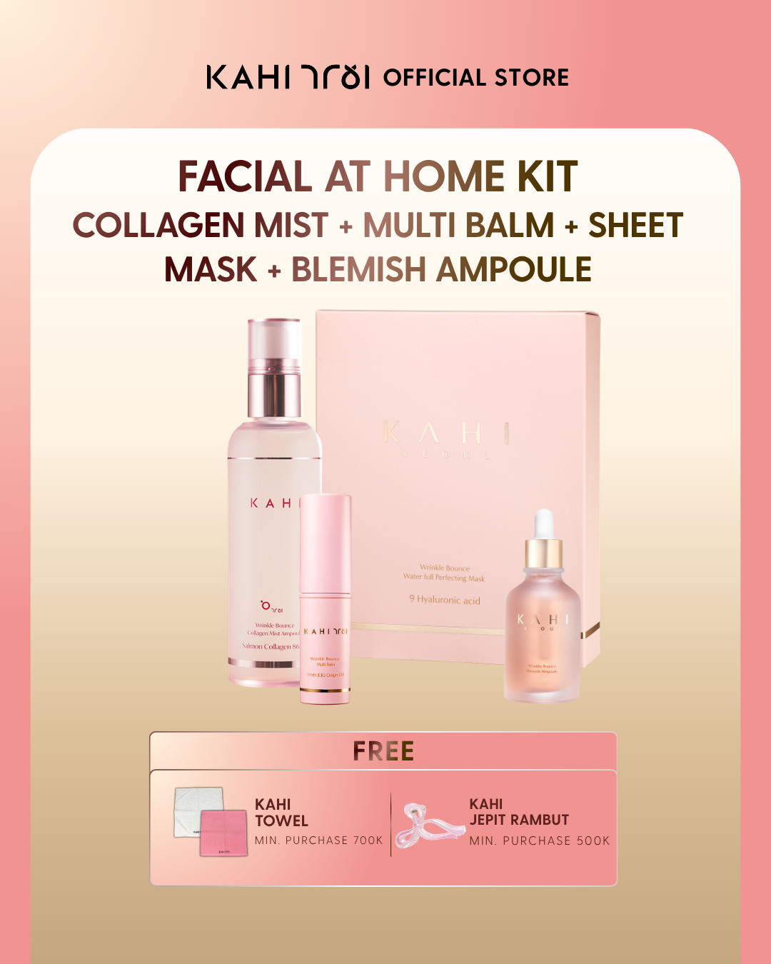 KAHI Korean Botox Kit — Collagen Mist, Multi Balm, Sheet Mask, Blemish Ampoule