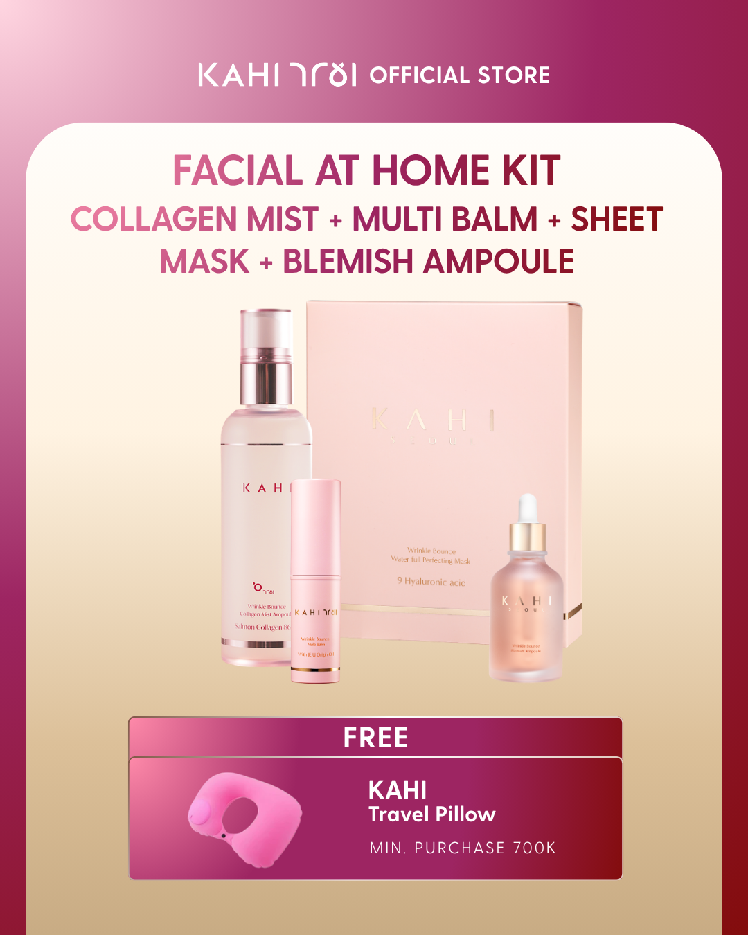 KAHI Korean Botox Kit — Collagen Mist, Multi Balm, Sheet Mask, Blemish Ampoule