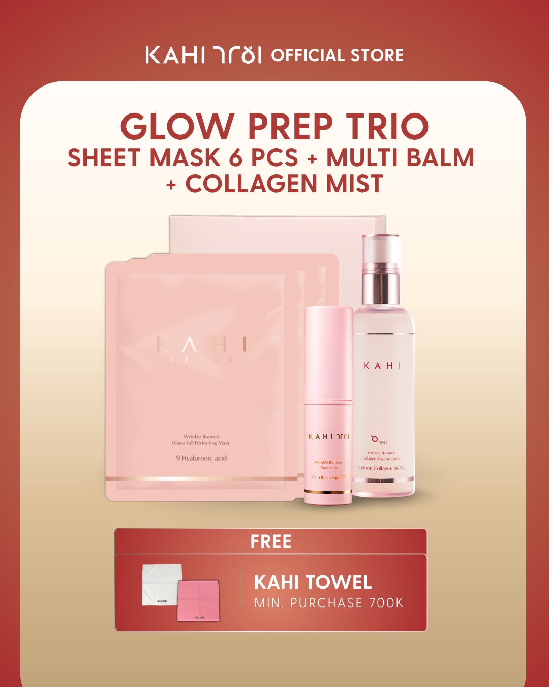 [Official] KAHI Glow Prep Trio Multi Balm + Collagen Mist + Mask 6ea