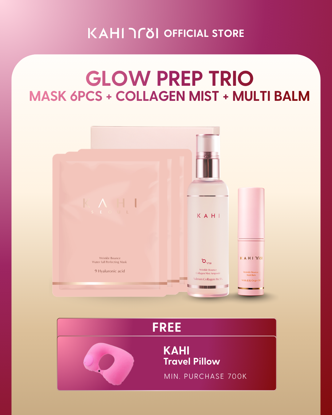 [Official] KAHI Glow Prep Trio Multi Balm + Collagen Mist + Mask 6ea