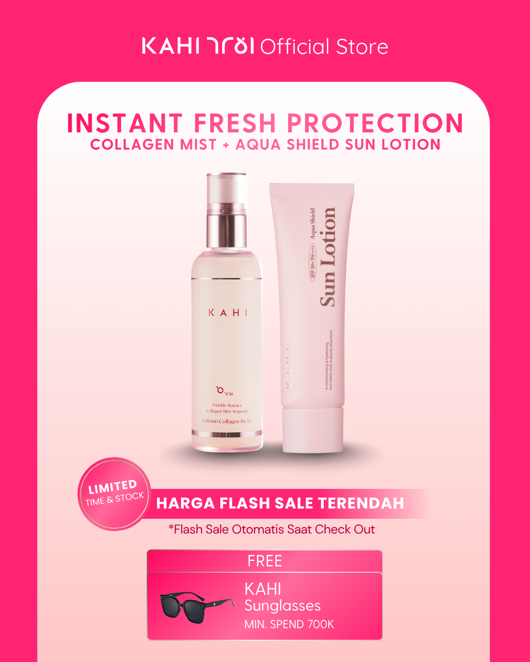 [Official] KAHI Instant Fresh Protection ( Kahi Collagen Mist Ampoule + Aqua Shield Sun Lotion)