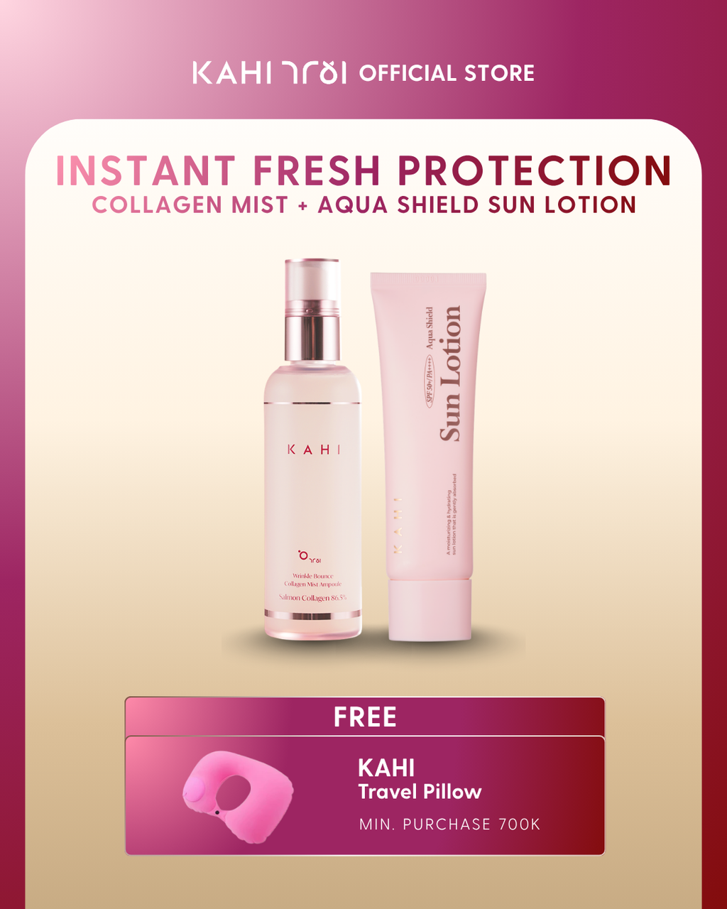 [Official] KAHI Instant Fresh Protection ( Kahi Collagen Mist Ampoule + Aqua Shield Sun Lotion)