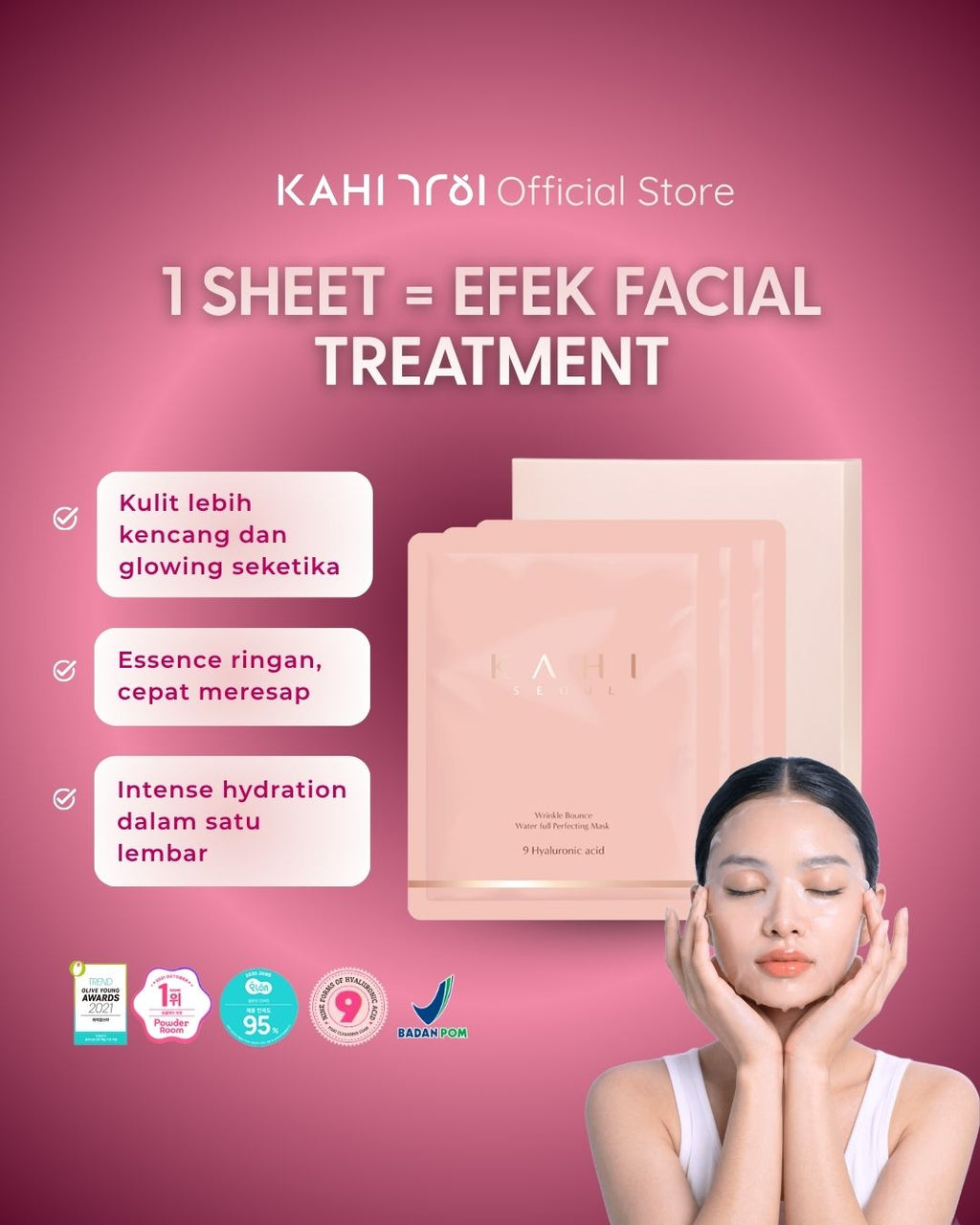 [Official] KAHI Wrinkle Bounce Waterfull Perfecting Mask — Intensive Hydration Sheet Mask