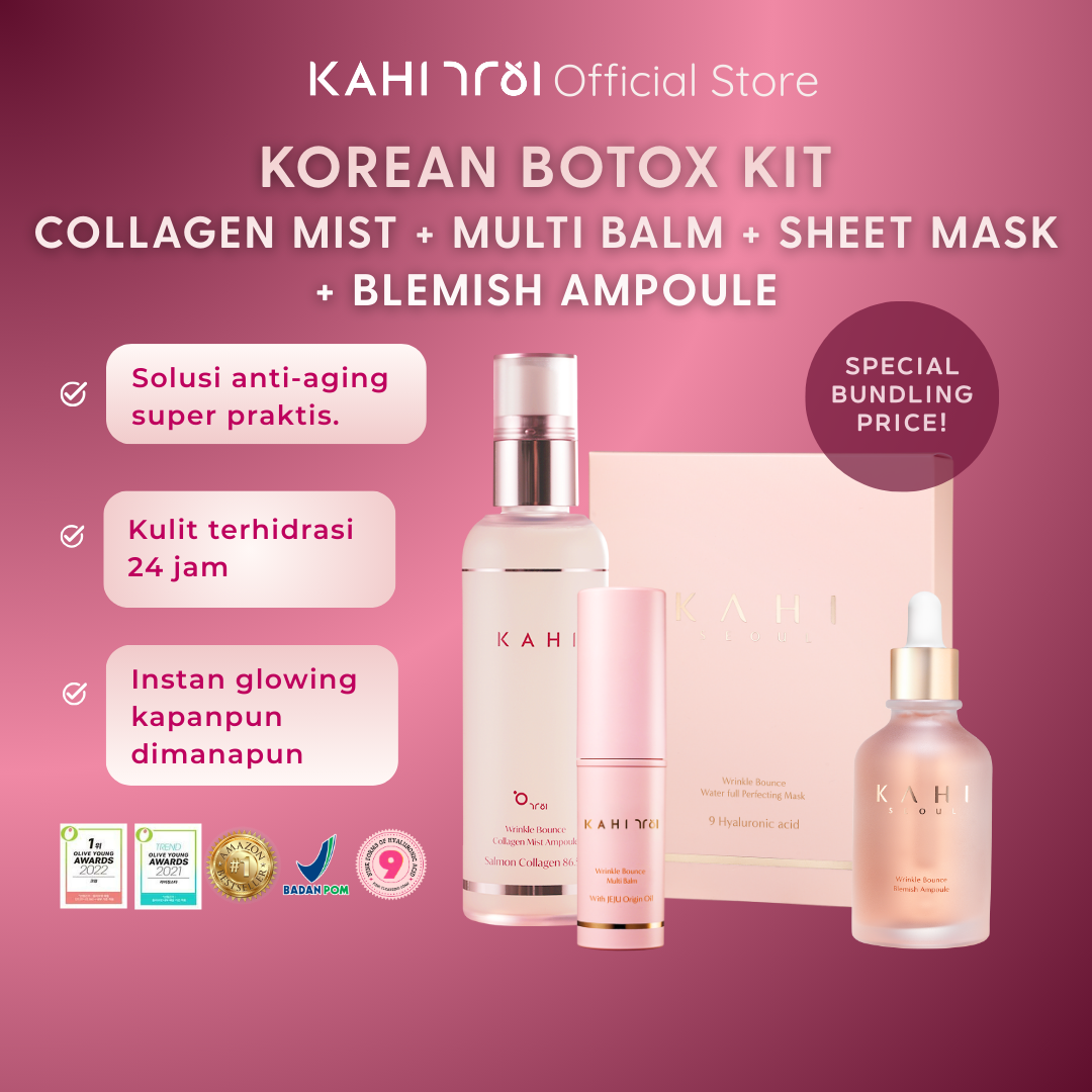 KAHI Korean Botox Kit — Collagen Mist, Multi Balm, Sheet Mask, Blemish Ampoule