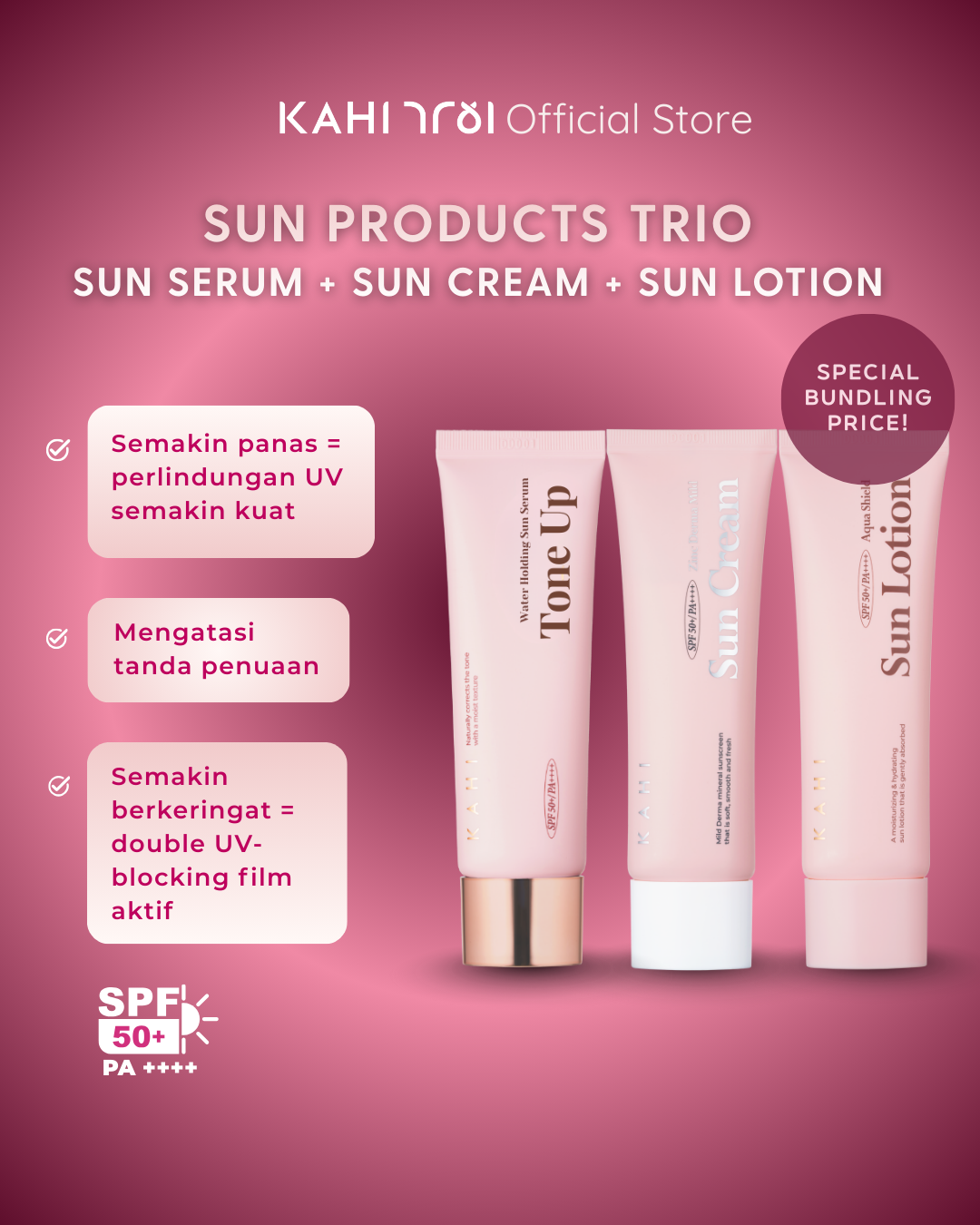 [Official] KAHI Sun Cream Trio - Tone Up + Mild Sun + Aqua Shield Cream