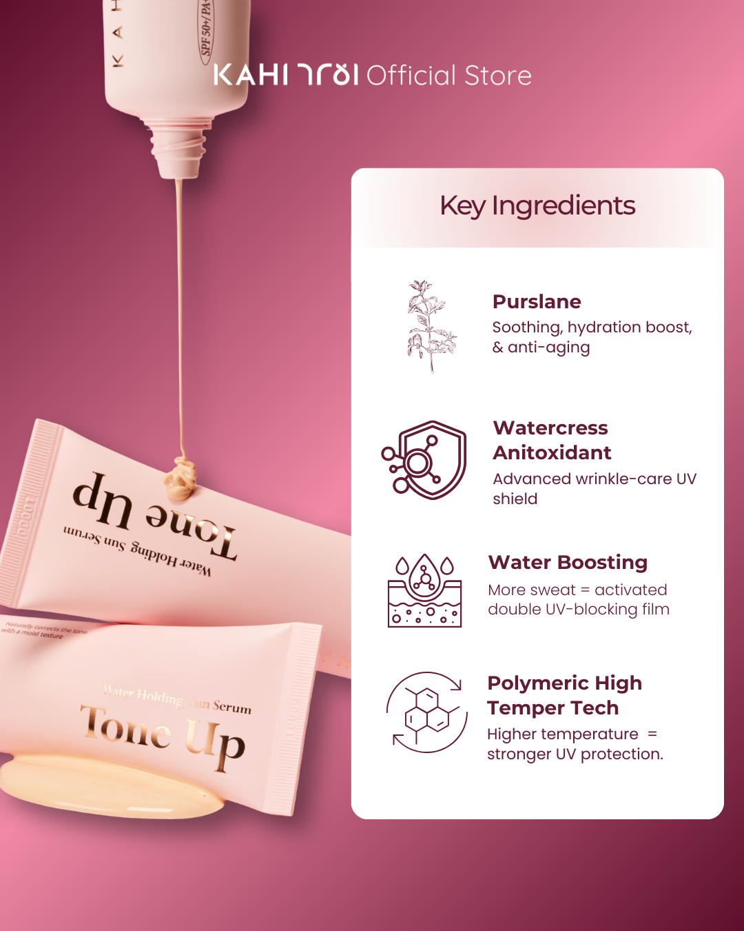 [Official] KAHI Water Holding Tone Up Sun SPF 50+++ Serum 50ml